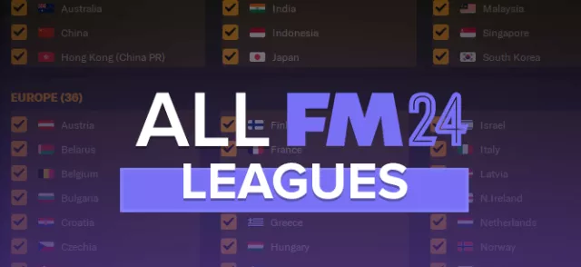 Настройка игры FM24: Все играбельные лиги
